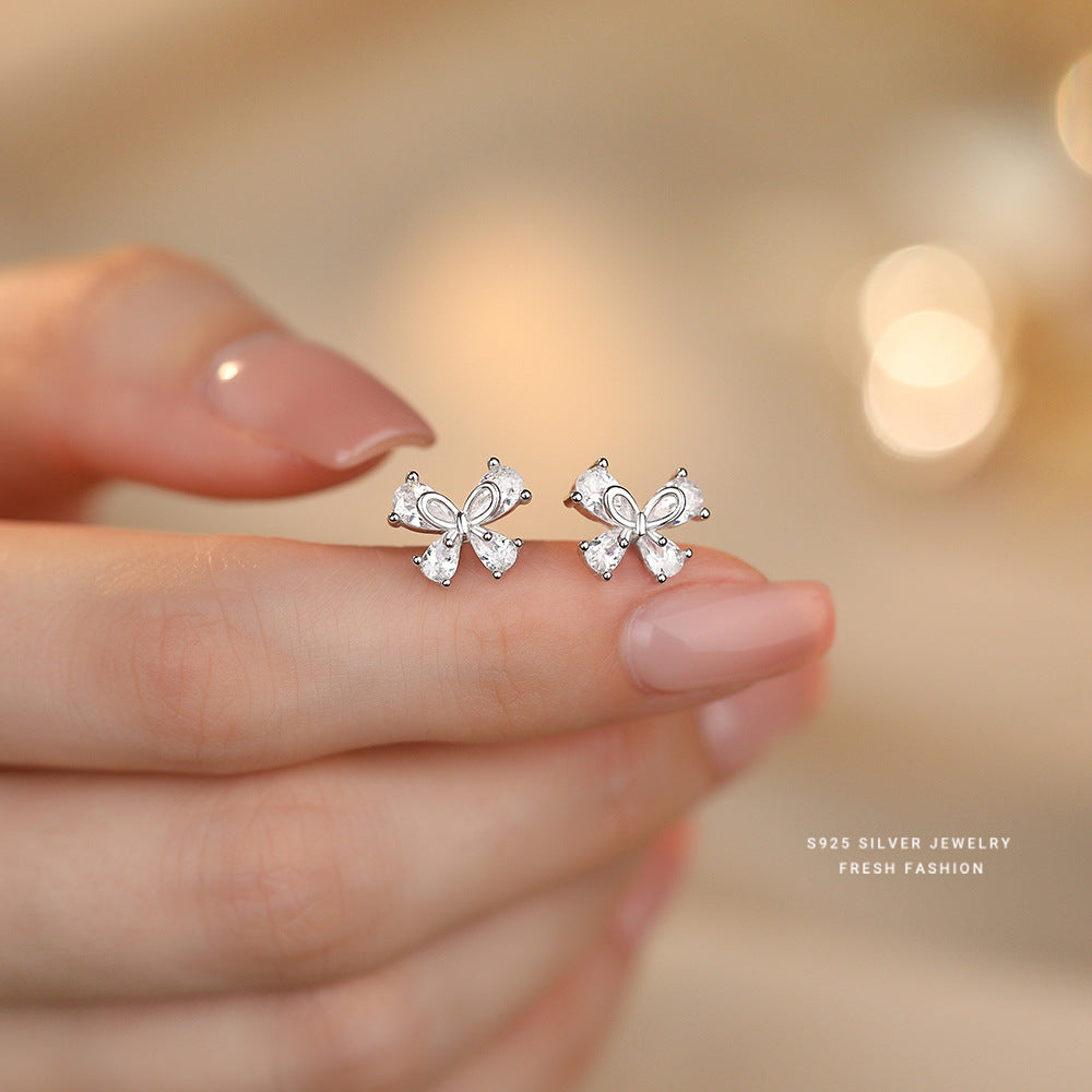 C廠 韓國韓版鑲鋯石蝴蝶S925純銀耳環 批發 折扣@洽客服 25.11.W1「E5723」