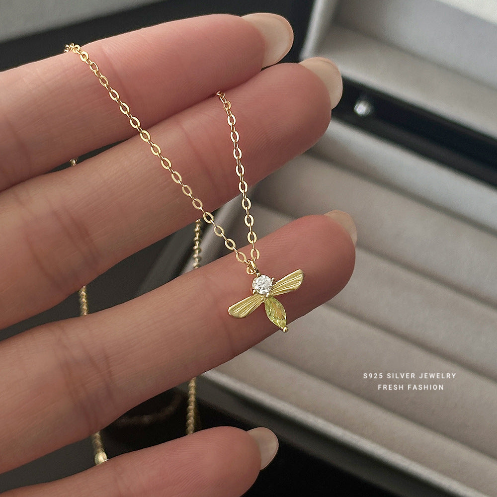 C廠 韓國韓版鋯石小蜜蜂S925純銀項鍊 批發 折扣@洽客服 26.01.W1「A4845」