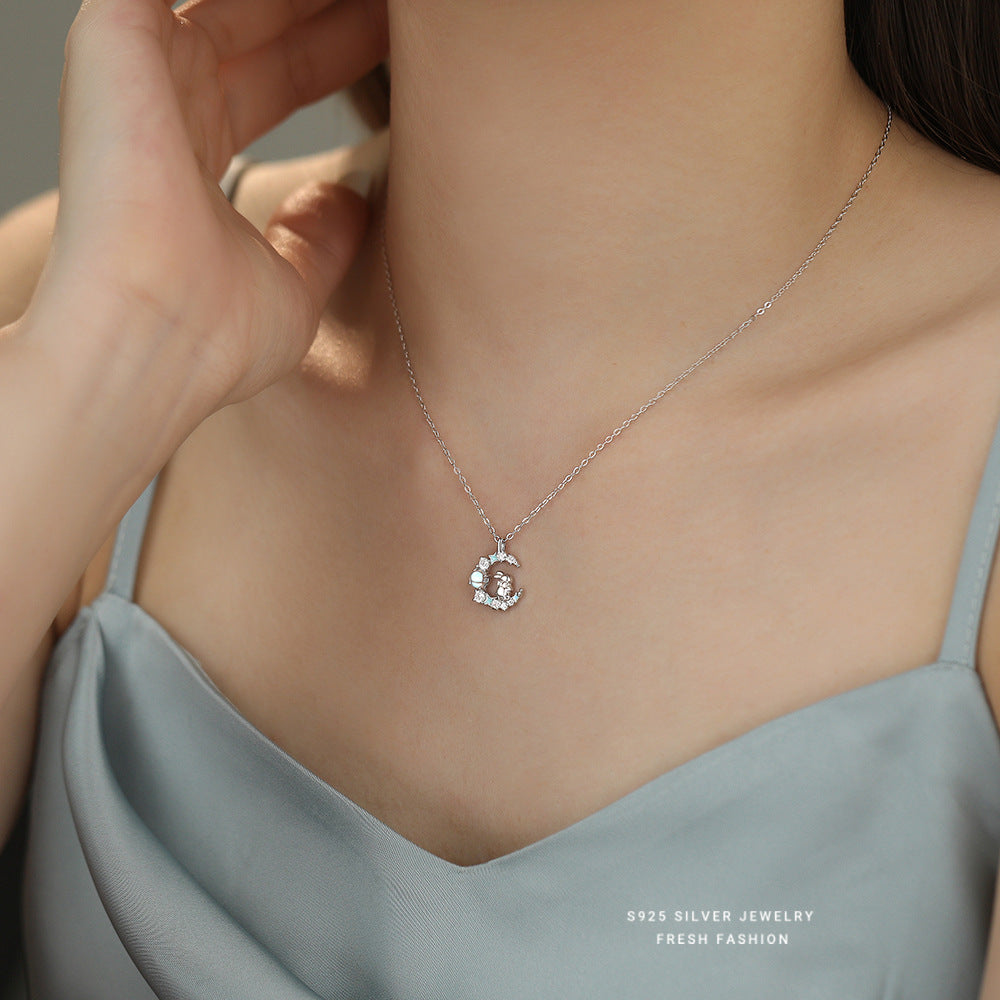 C廠 S925純銀｜ 炫彩星月兔子吊墜項鍊 批發 折扣@洽客服 26.01.W2「YA0554」