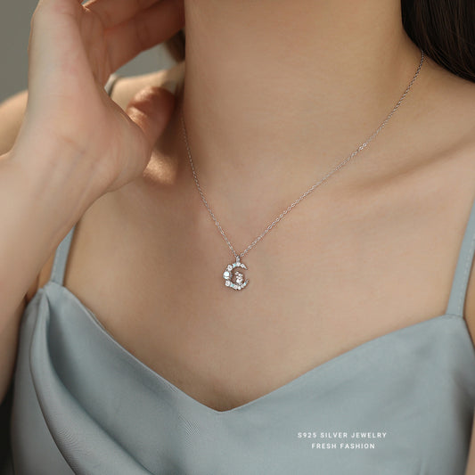 C廠 S925純銀｜ 炫彩星月兔子吊墜項鍊 批發 折扣@洽客服 26.01.W2「YA0554」