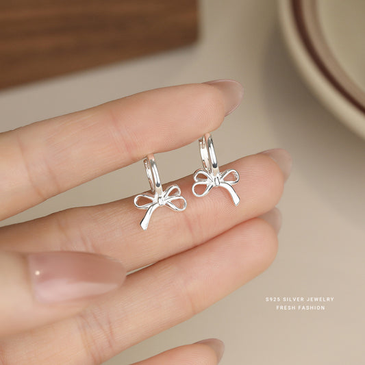 C廠 韓國韓版鏤空光面蝴蝶結S925純銀耳環批發 折扣@洽客服 26.04.W1「E6336」