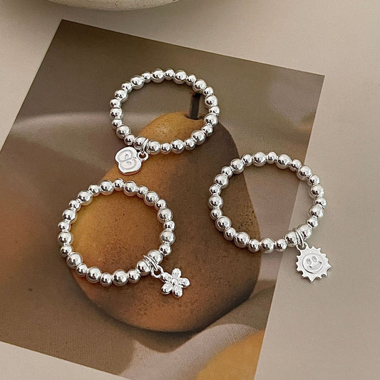 C2廠 韓系限量款復古串珠彈力繩S925純銀戒指批發 折扣@洽客服 26.03.W3「XSR1082」