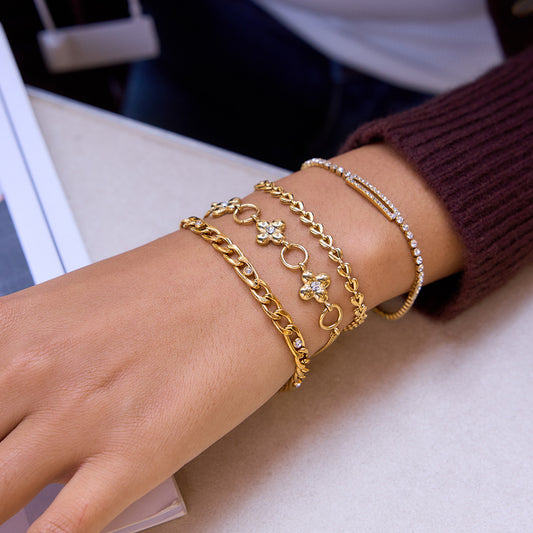 B廠 歐美款 四葉草鈦鋼鍍18K金手鍊 批發 折扣@洽客服 26.03.W1「JDB0210004」