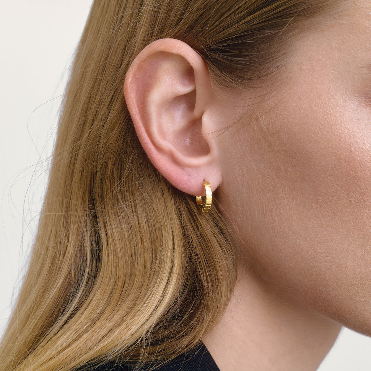 B廠 歐美款 義大利羅紋鈦鋼鍍18K金耳環 批發 折扣@洽客服  26.02.W3「JDE0312245」