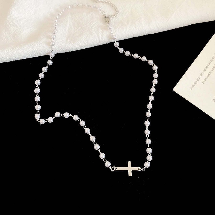 A2廠 韓國韓版十字架吊墜珍珠項鍊 批發 折扣@洽客服 25.12.W3「HN10733」
