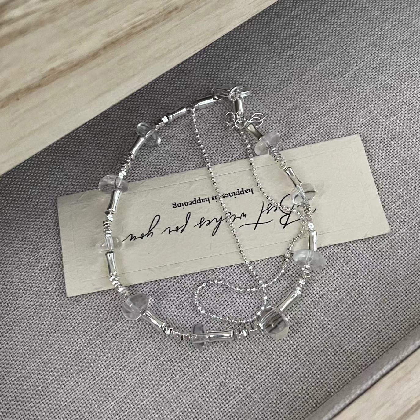 C2廠 韓國韓版串珠白水晶雙層S925純銀手鍊 批發 折扣@洽客服 25.11.W3「SB4146」