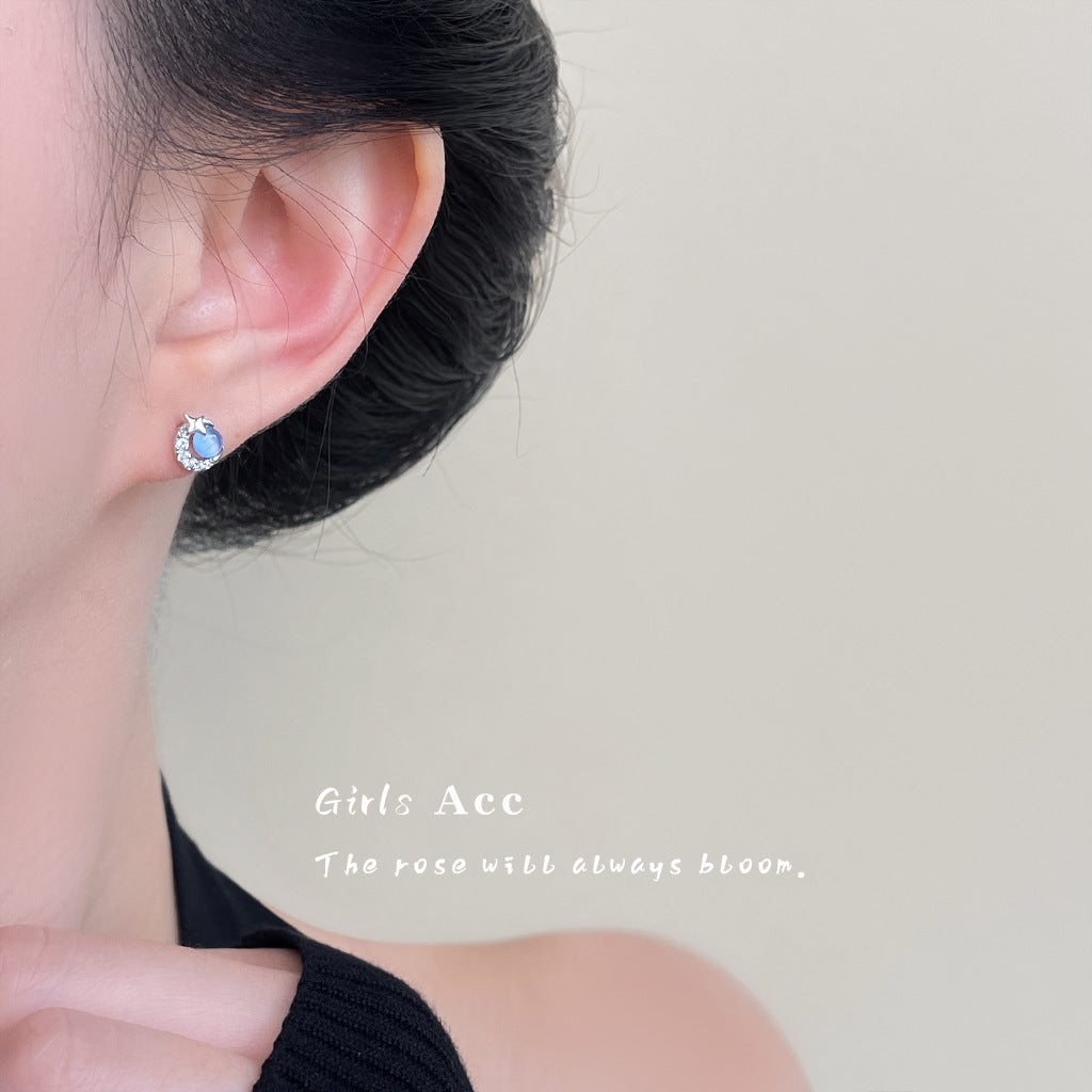 A廠 韓系藍星球貓眼石環保銅銀針耳環批發 折扣@洽客服 26.03.10「2401」