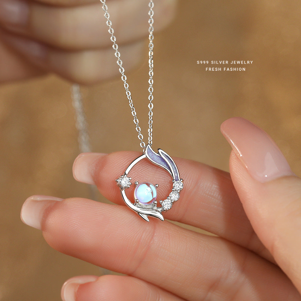 C廠 韓國韓版月光石魚尾S999純銀項鍊 批發 折扣@洽客服 25.11.W3「A4600」