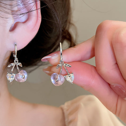 A2廠 韓國韓版愛心櫻桃吊墜銀針耳環批發 折扣@洽客服 26.04.W1「HE31731」