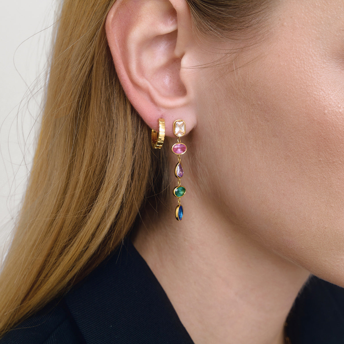 B廠 歐美款 義大利羅紋鈦鋼鍍18K金耳環 批發 折扣@洽客服  26.02.W3「JDE0312245」