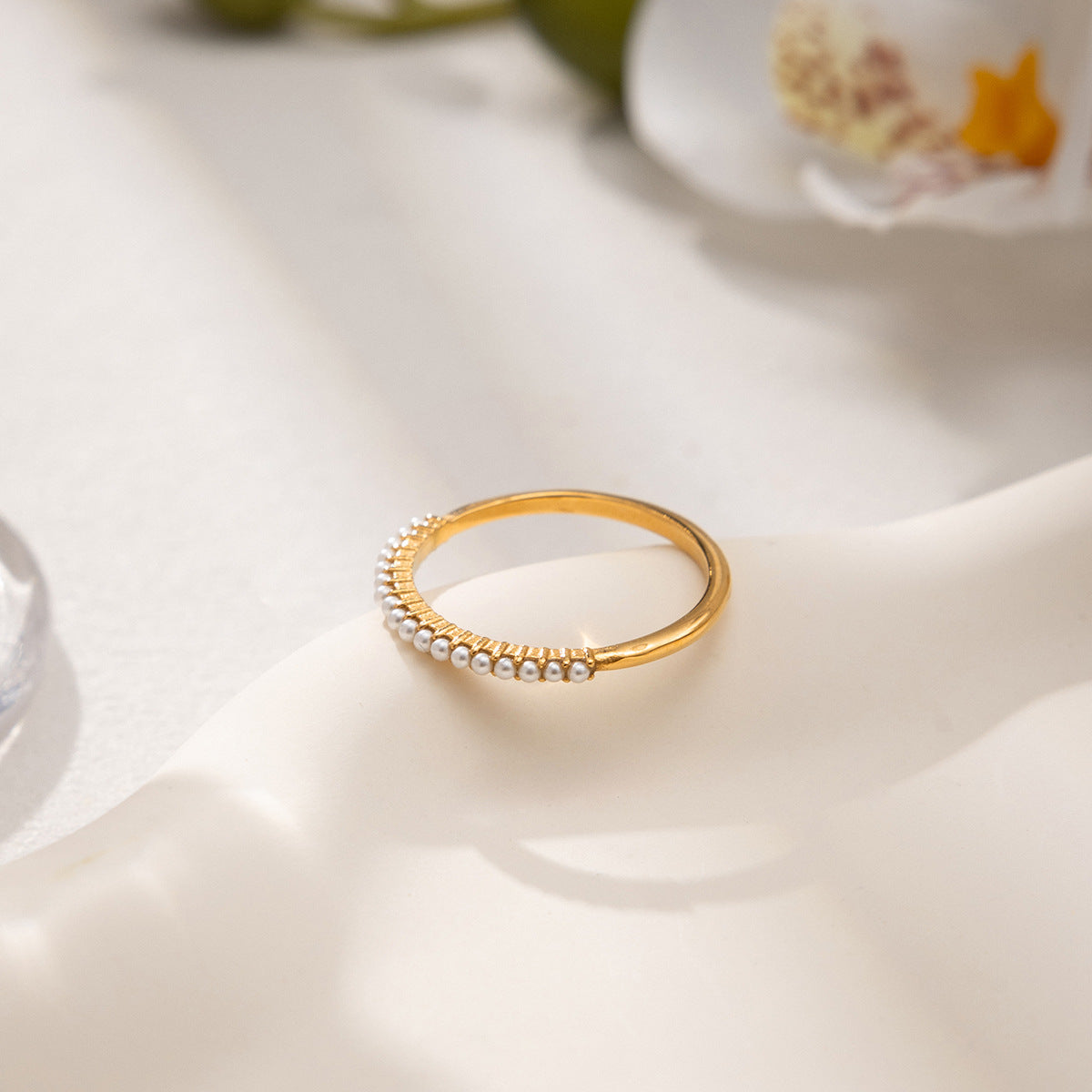 B廠 歐美款DENNIES 珍珠鈦鋼鍍18K金戒指 批發 折扣@洽客服 25.12.W3「JDR0310002-7」