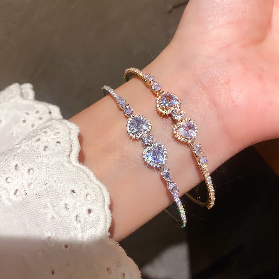 A2廠 韓國韓版鋯石心形幾何圓形開口手鐲 批發 折扣@洽客服 25.10.W5「HB3788」