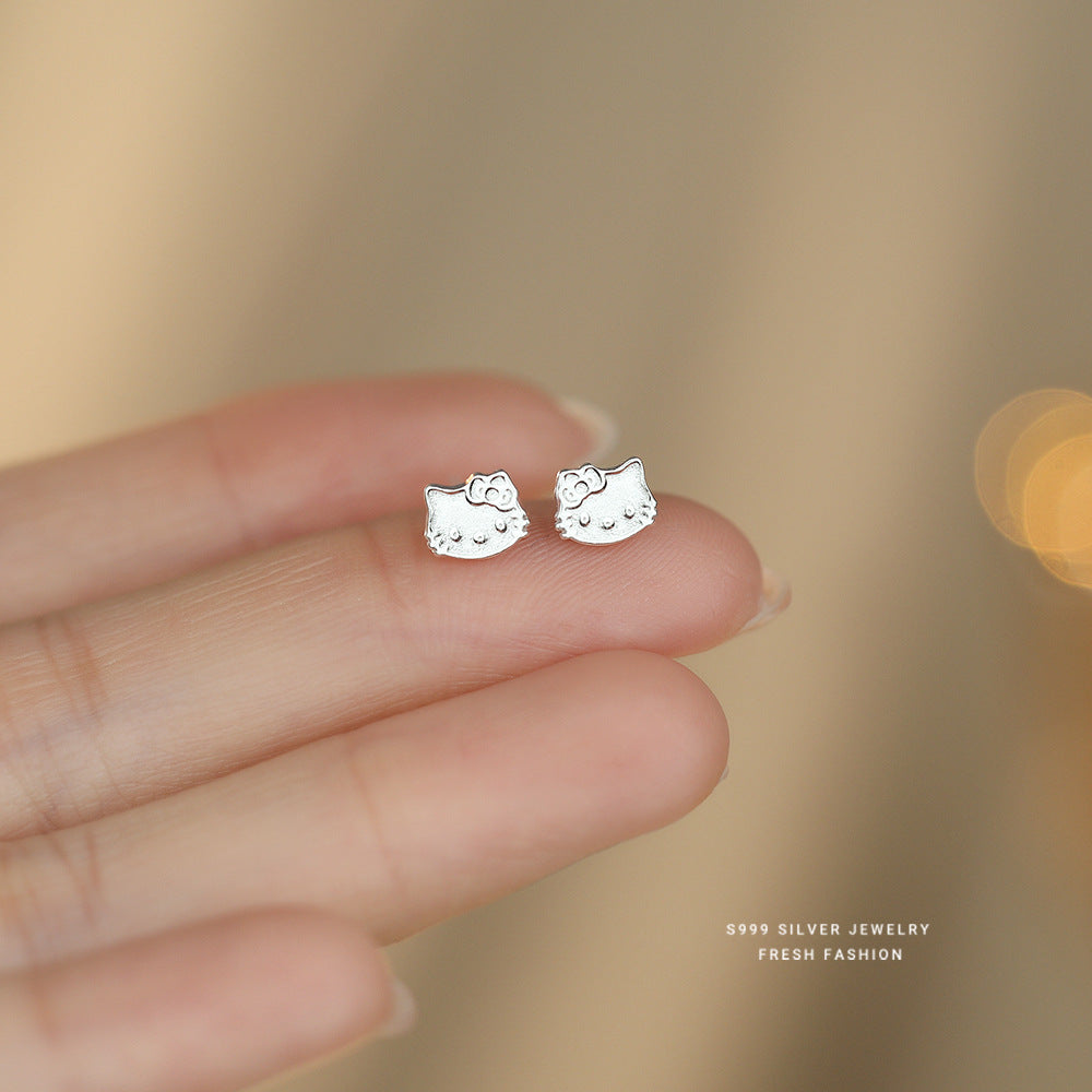 C廠  S999足銀｜韓國韓版KT貓咪耳環 批發 折扣@洽客服 26.02.W3「E6185」