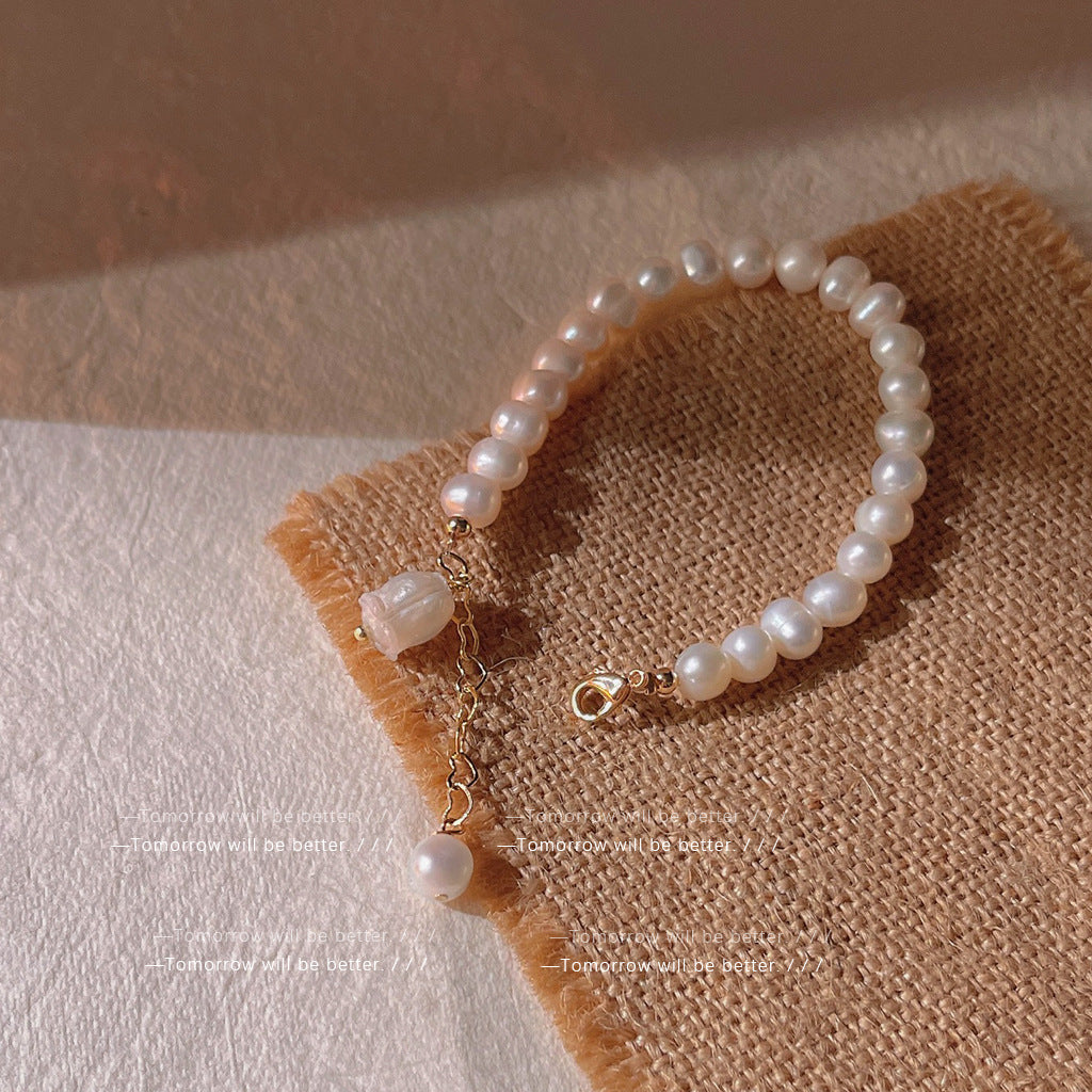 A廠 日韓款 鈴蘭花淡水珍珠手鍊批發 折扣@洽客服 25.10.W5「517」