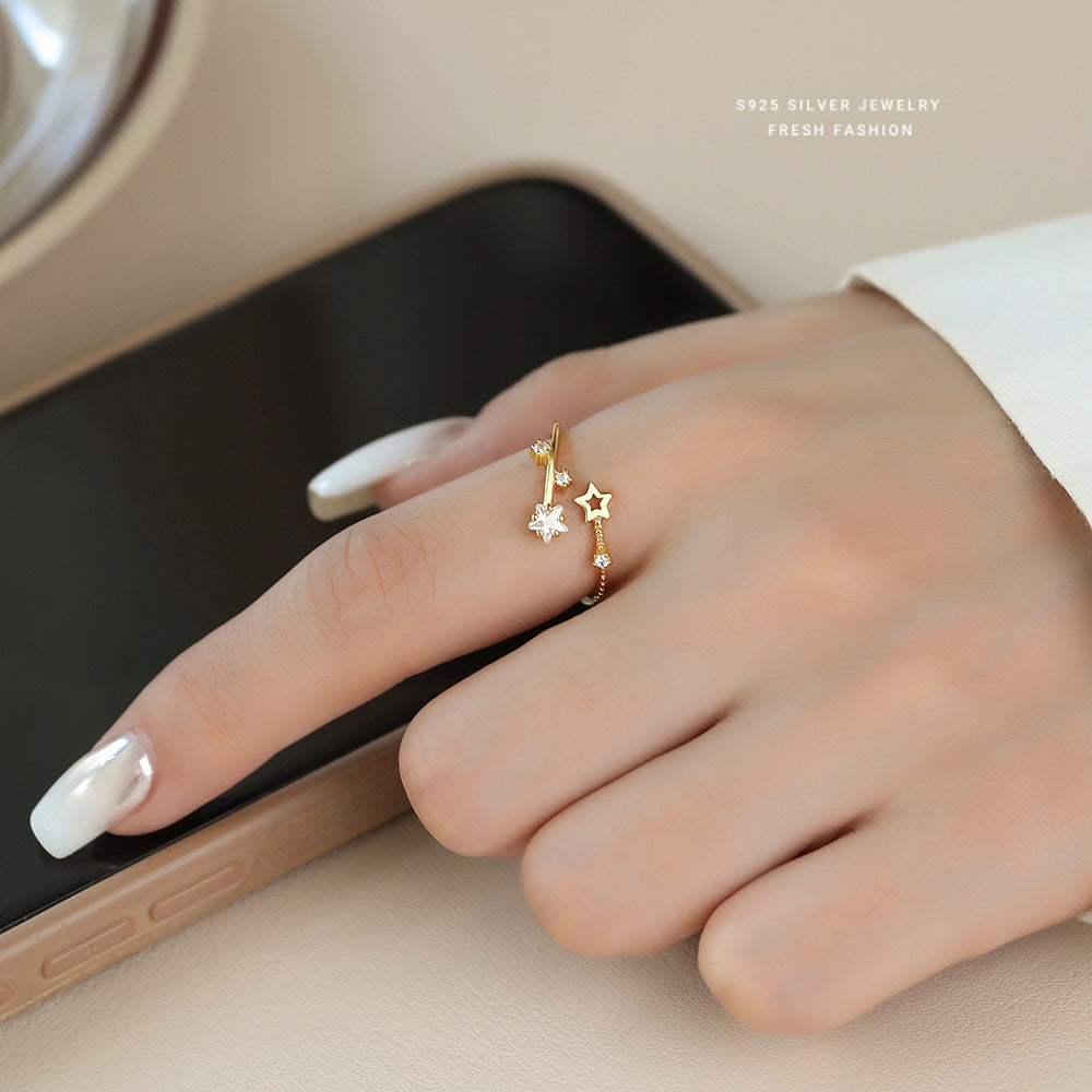 C廠 韓國韓版五角星鍍18K金S925純銀戒指 批發 折扣@洽客服 25.10.W5「K1060」