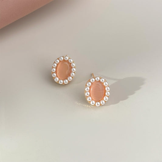 A2廠 日韓款小香風玻璃貓眼石銀針耳環 批發 折扣@洽客服 25.12.W1「4507」