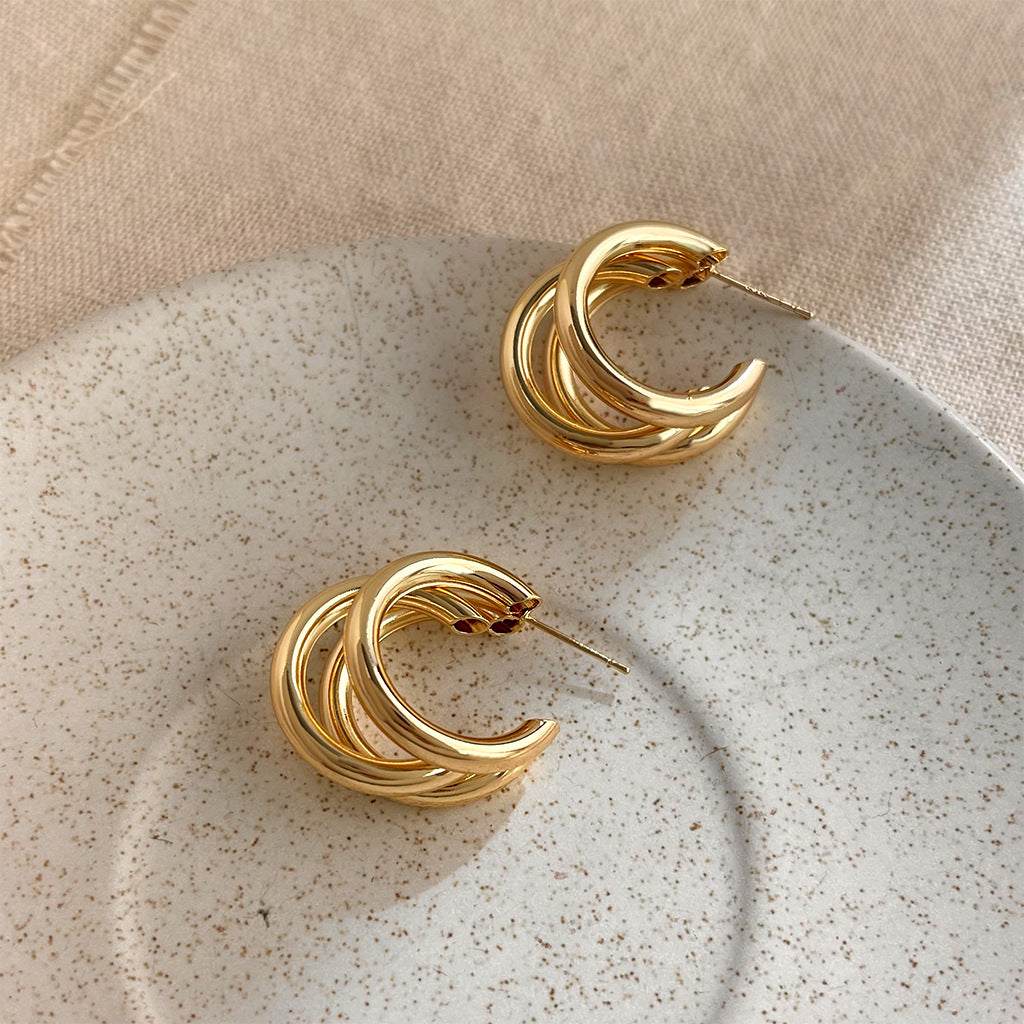 A廠 日韓款 氣質多層C型銀針耳環 批發 折扣@洽客服 25.11.W1「B-514 - B-515」