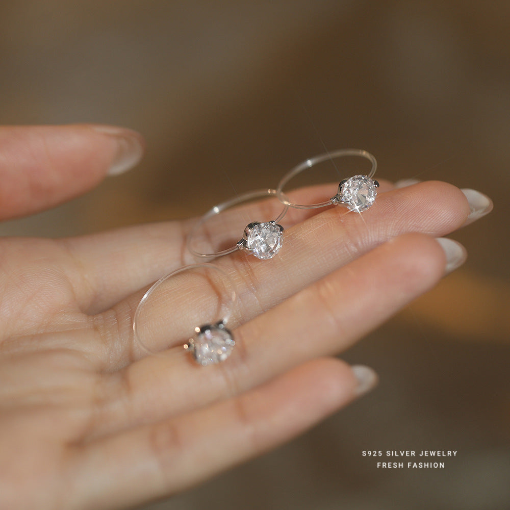 C廠 韓國韓版隱形魚線冰花切S925純銀戒指「K2449」