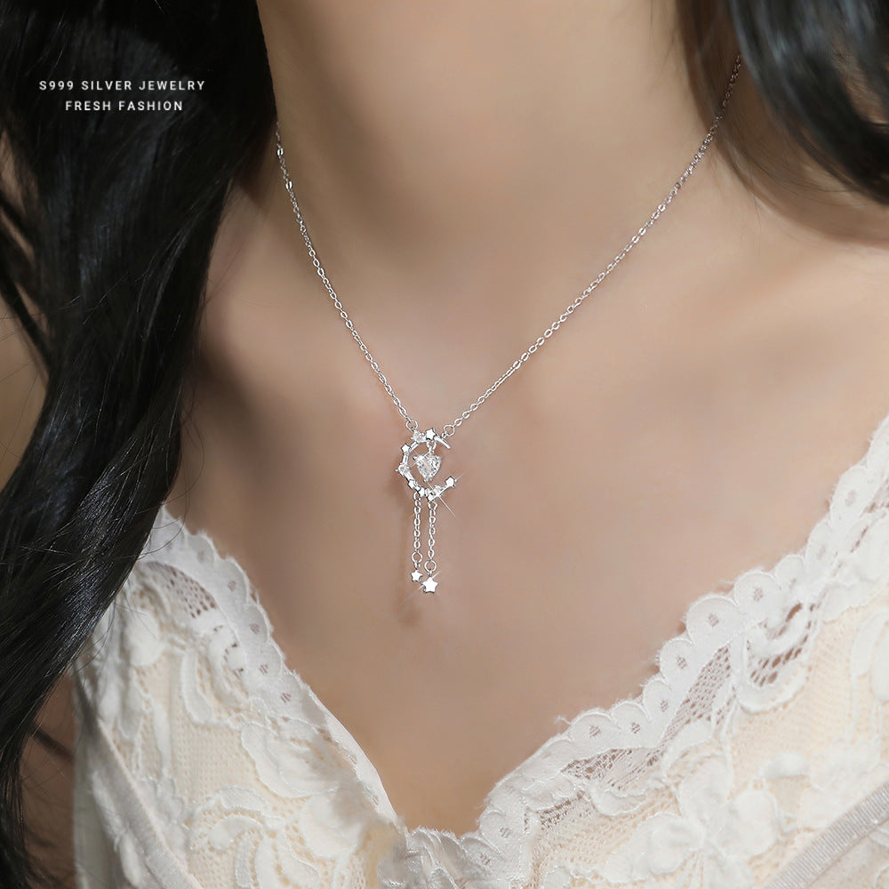 C廠 韓國韓版心月星辰托帕石S999純銀項鍊 批發 折扣@洽客服 25.10.W5「A4468」