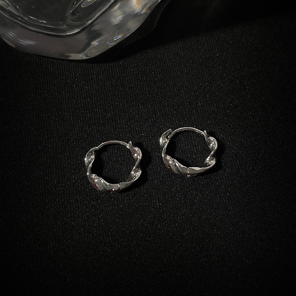 A廠 韓系款簡約扭圈圓形金屬銀針銀針耳環 批發 折扣@洽客服 25.12.W1「282」