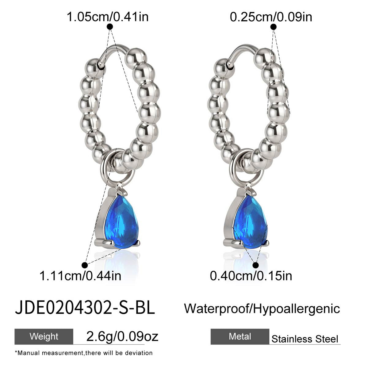 B廠 歐美款 HAZEL 鋯石鈦鋼鍍18K金耳環 26.06.W1「JDE0204302」