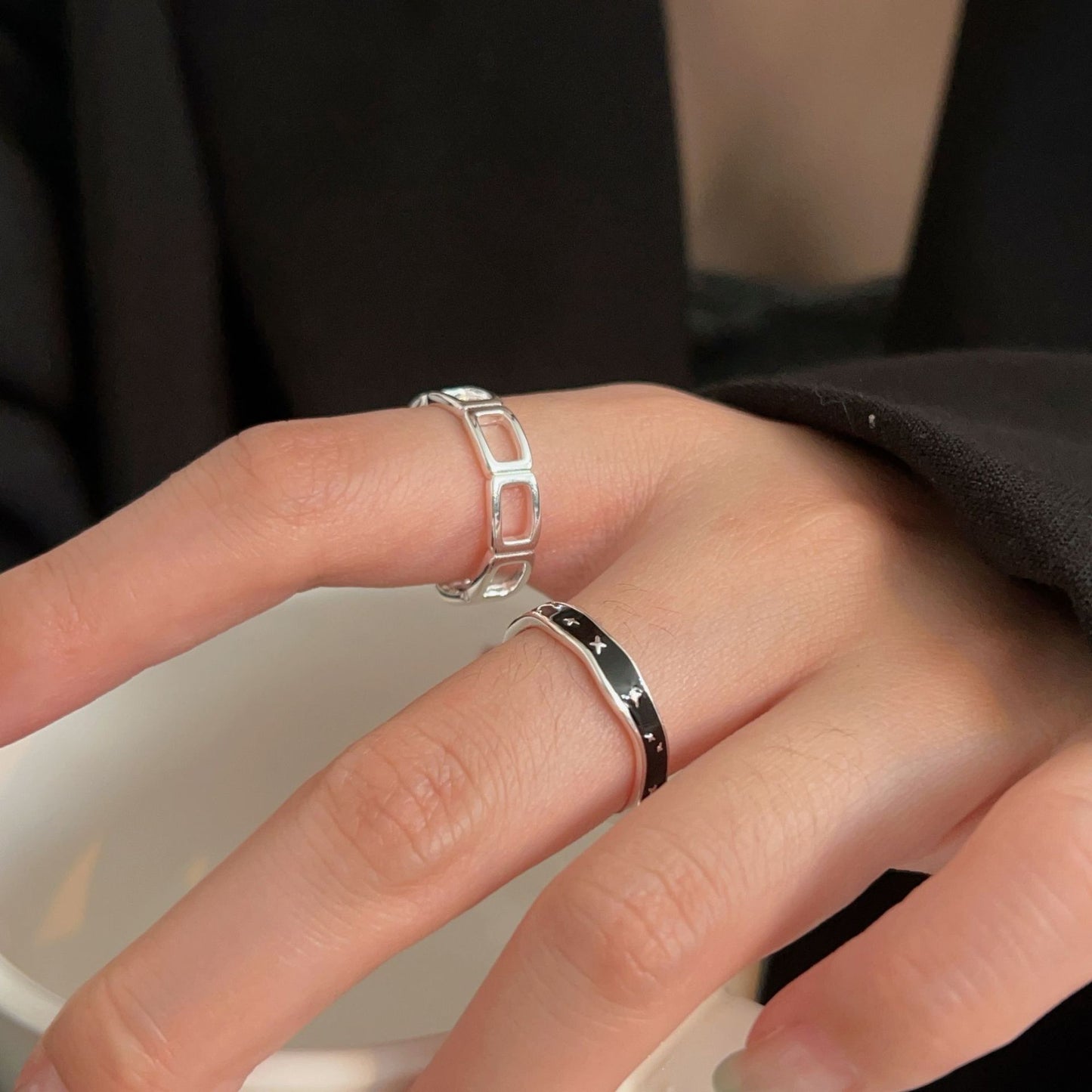 C3廠 韓國韓版幾何滴釉S925純銀戒指 批發 折扣@洽客服 25.11.W1「hjz306 hjz308」