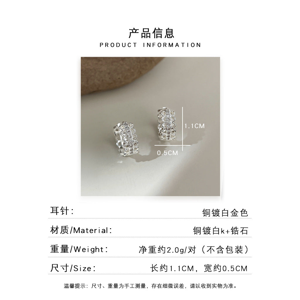 A廠 日韓系立體鏤空蕾絲蕾絲銀針耳環批發 折扣@洽客服 26.10.W3「6448」