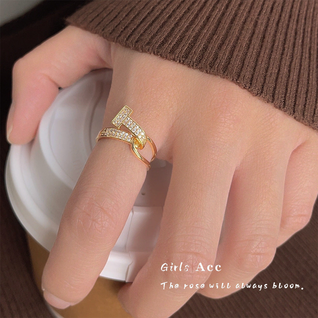 A廠 日韓款 T形鋯石開口戒指 批發 折扣@洽客服 25.11.W1「2398」