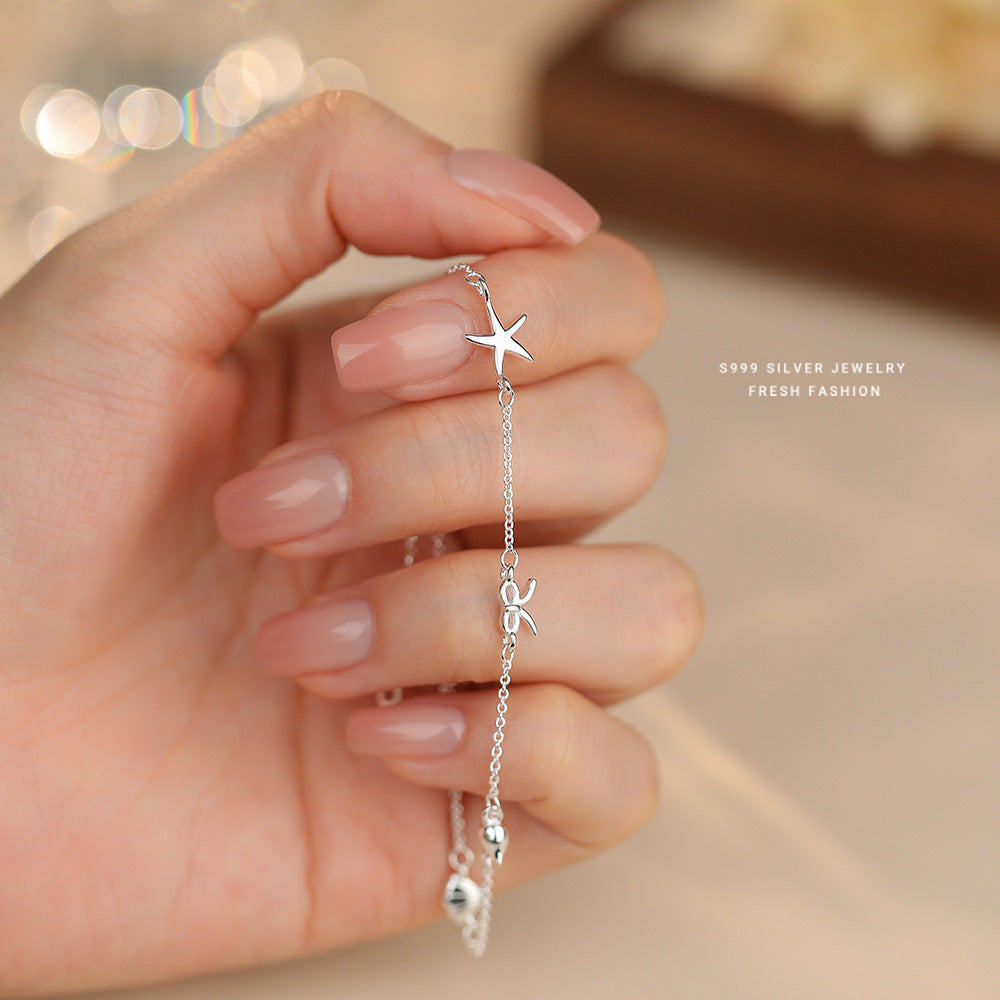 C廠 韓國韓版海星蝴蝶結貝殼S999純銀手鍊 批發 折扣@洽客服 25.11.W1「L1164」