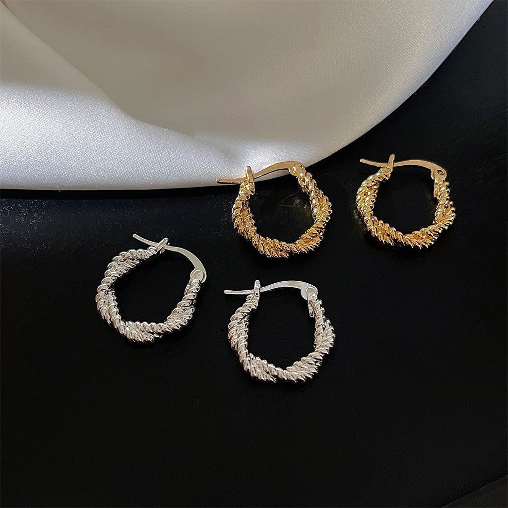 A廠 日韓極簡風麻花扭圈銅鍍14k銀針耳環 批發 折扣@洽客服 25.12.W3「3629-3630」