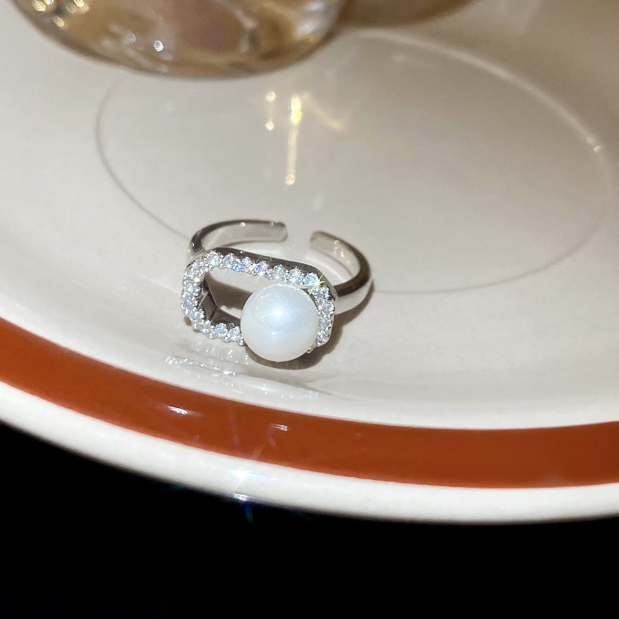 A2廠 韓國韓版鋯石珍珠幾何開口戒指 批發 折扣@洽客服 25.10.W5「WR460」