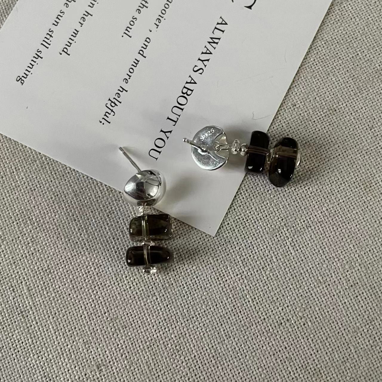 C2廠 韓國韓版隨形茶晶S925純銀耳環 批發 折扣@洽客服 25.11.W1「SE2508」