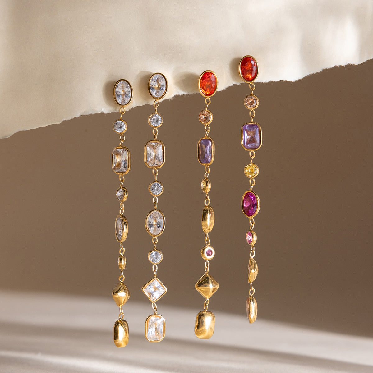 B廠 歐美款彩色鋯石流蘇鈦鋼鍍18K金耳環批發 折扣@洽客服 26.03.W2「JDE0312200-CR JDE0312200-WT」