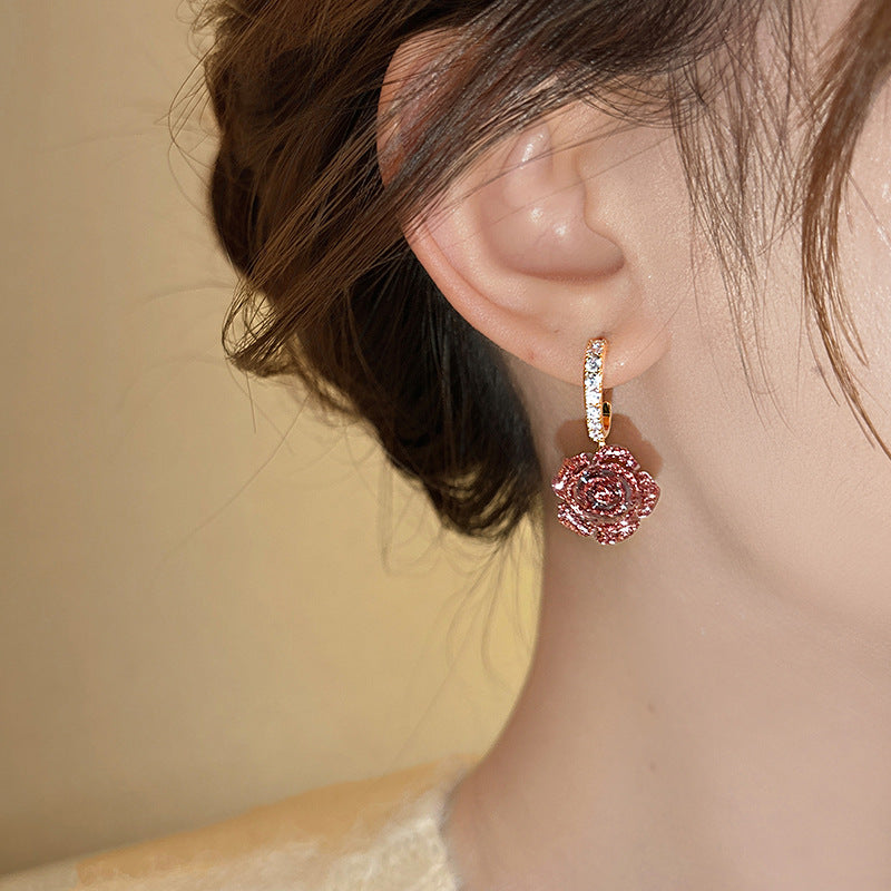 A2廠 韓國韓版鑲鑽樹脂花朵銀針耳環 批發 折扣@洽客服 25.12.W2「HE29228」