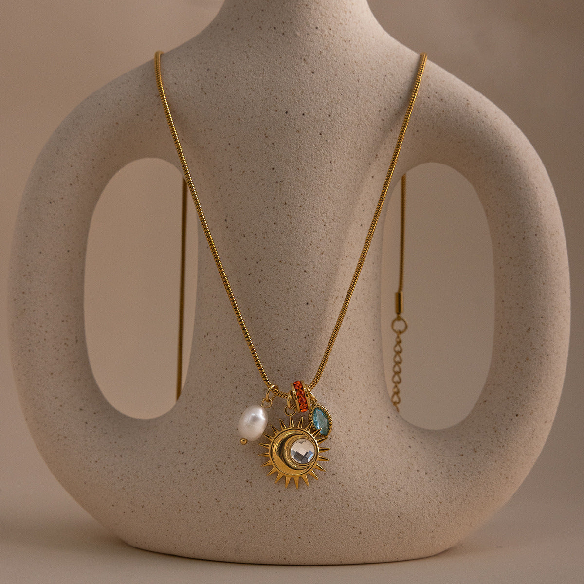 B廠 歐美款 淡水珍珠鋯石鈦鋼鍍18K金項鍊 批發 折扣@洽客服 26.02.W3「JDN0211145」