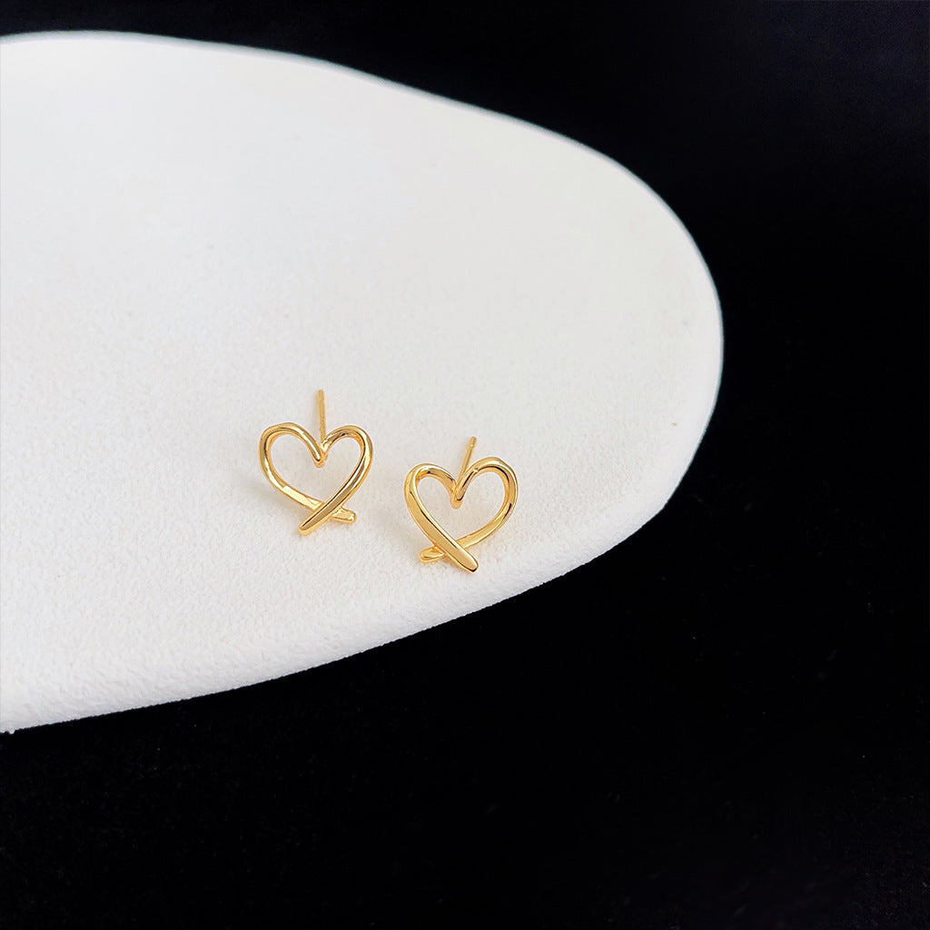 A廠 日韓款 極簡風鏤空愛心厚鍍18k電鍍銀針耳環 批發 折扣@洽客服 25.11.W2「2619-2620」