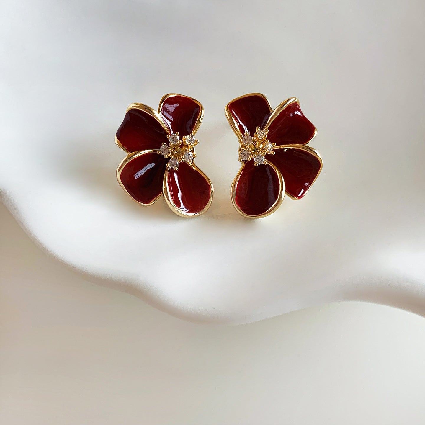 A2廠 韓國韓版滴油花朵電鍍18K真金銀針耳環 批發 折扣@洽客服 25.12.W1「WE5277」