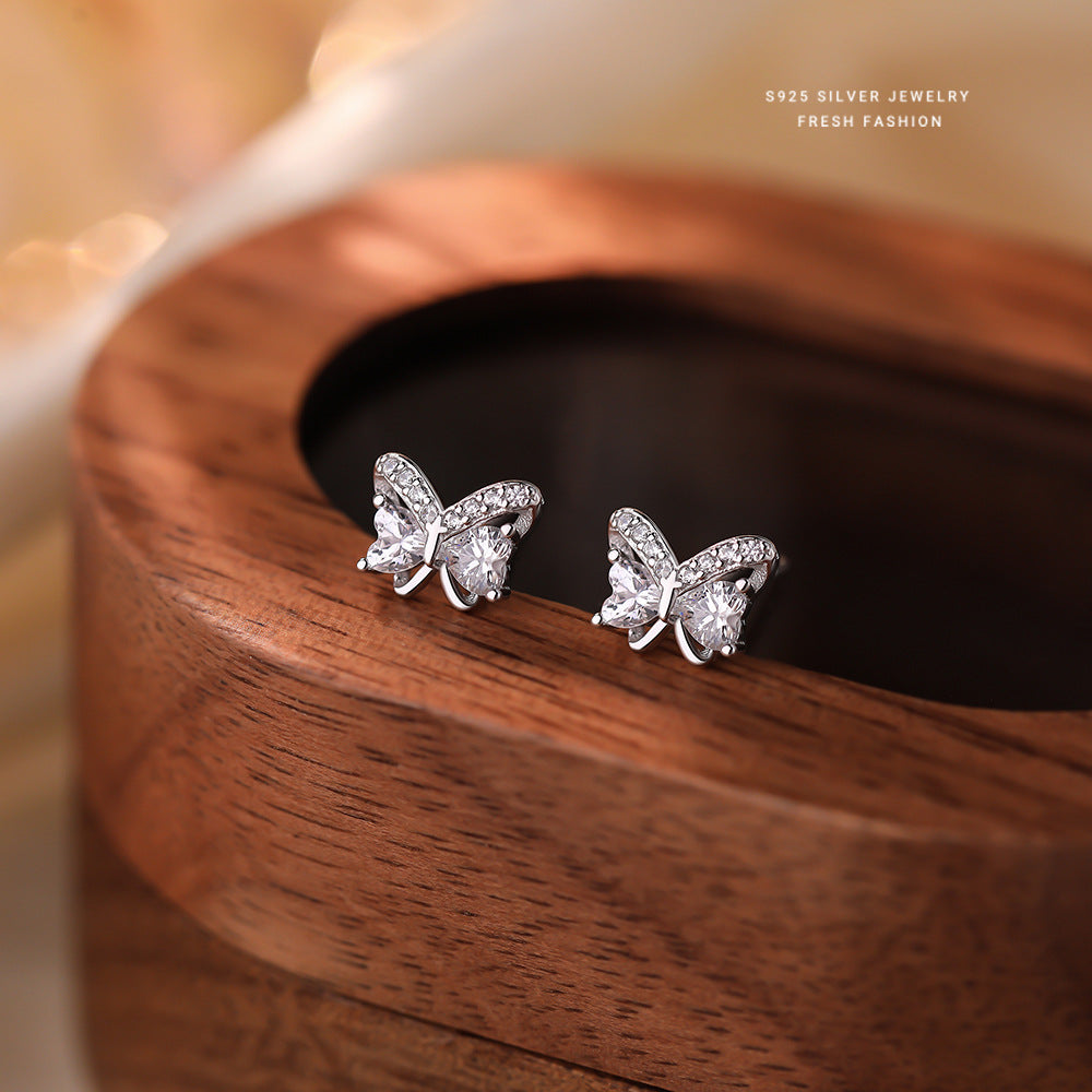 C廠 韓國韓版愛心蝴蝶S925純銀耳環 批發 折扣@洽客服 25.12.W4「E5929」