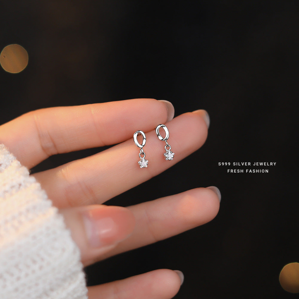 C廠 S999足銀 ｜五角星鋯石莫比烏斯耳環 批發 折扣@洽客服 26.01.W2「E3184」