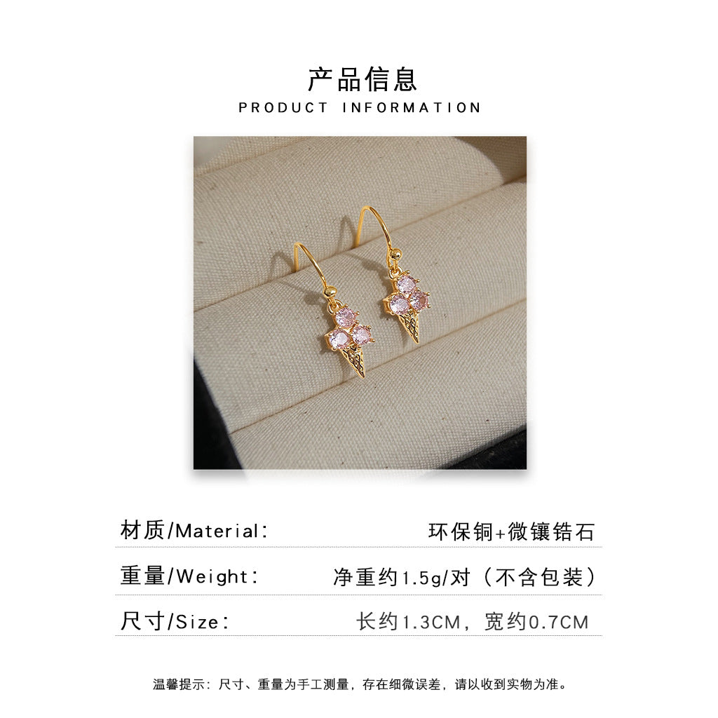A廠 日韓款 甜美冰淇淋粉鋯石銀針耳環批發 折扣@洽客服 26.06.W3「6708」