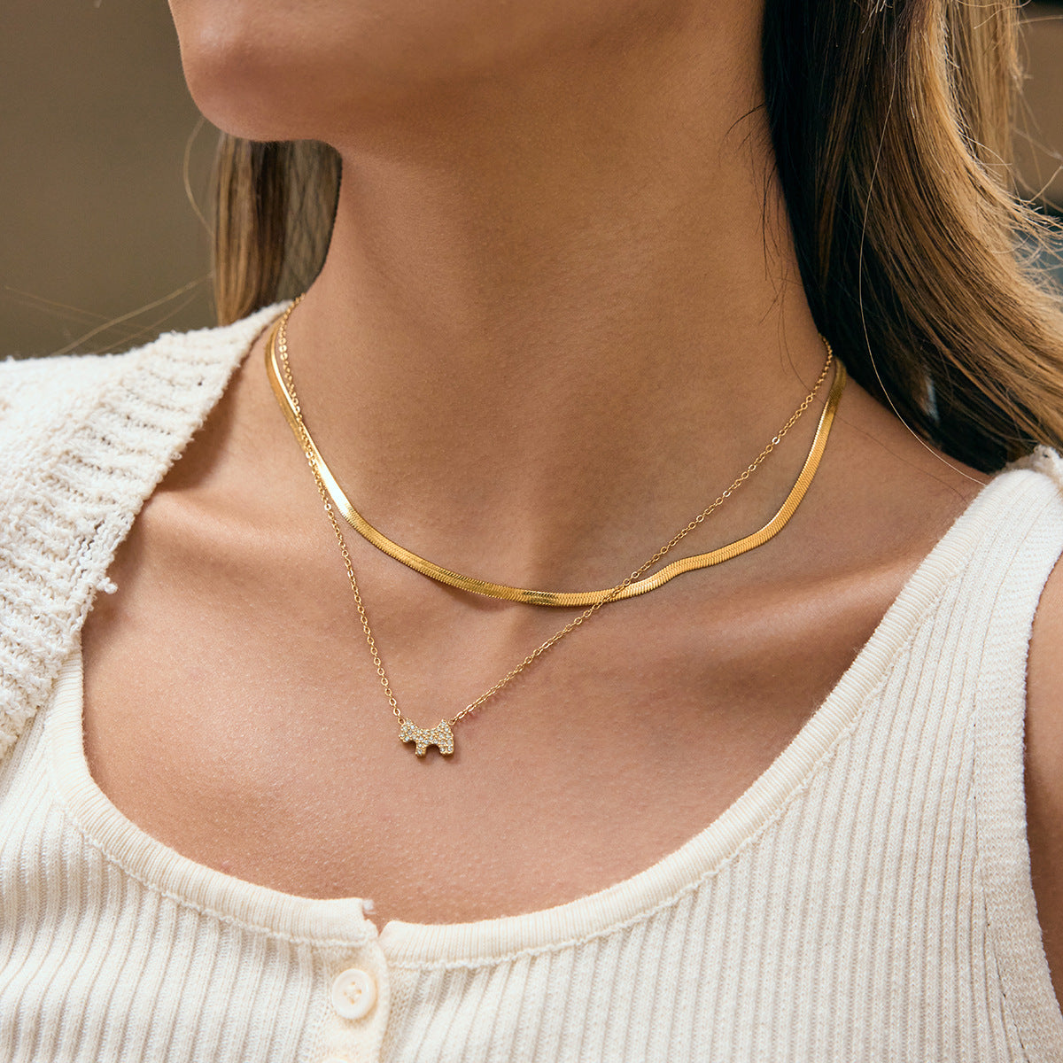 B廠 歐美款DARLINE 小狗 鈦鋼鍍18K金項鍊 批發 折扣@洽客服 25.12.W3「JDN0209035」