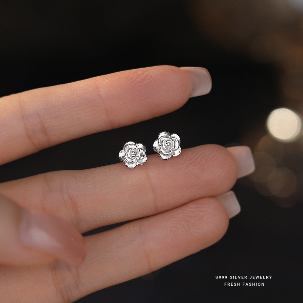 C廠 韓國韓版光面山茶花S999純銀耳環 批發 折扣@洽客服 24.11.W2「E5775」