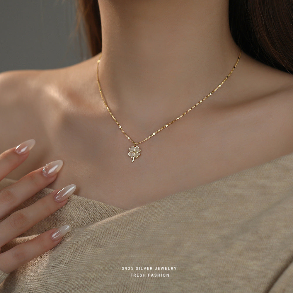 C廠 韓國韓版貓眼石四葉草S925純銀項鍊 批發 折扣@洽客服 25.11.26「A2587」