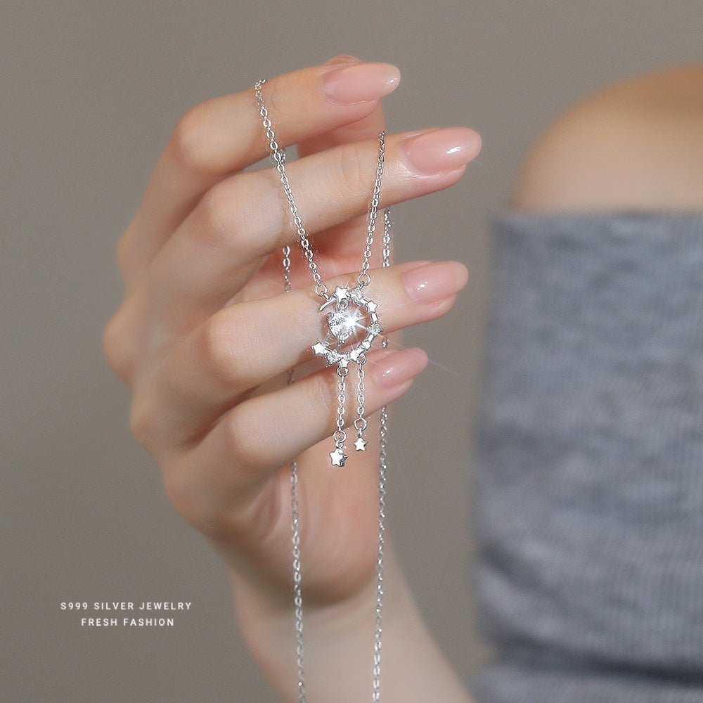 C廠 韓國韓版心月星辰托帕石S999純銀項鍊 批發 折扣@洽客服 25.10.W5「A4468」