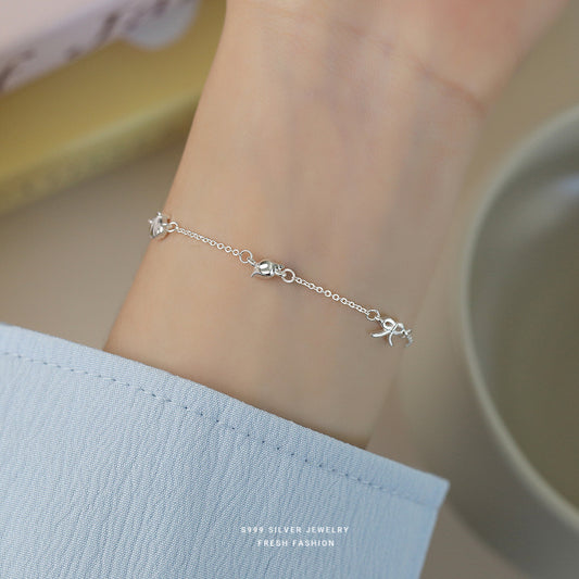 C廠 韓國韓版海星蝴蝶結貝殼S999純銀手鍊 批發 折扣@洽客服 25.11.W1「L1164」