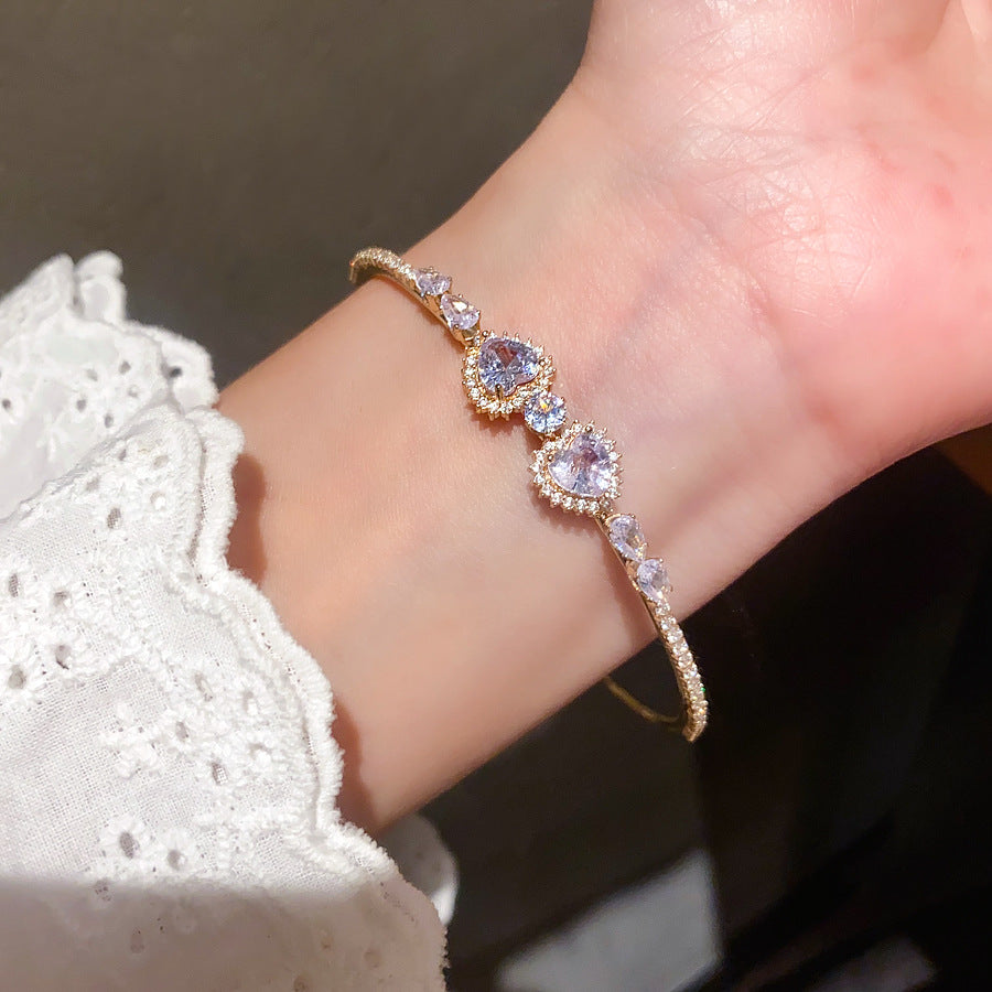 A2廠 韓國韓版鋯石心形幾何圓形開口手鐲 批發 折扣@洽客服 25.10.W5「HB3788」