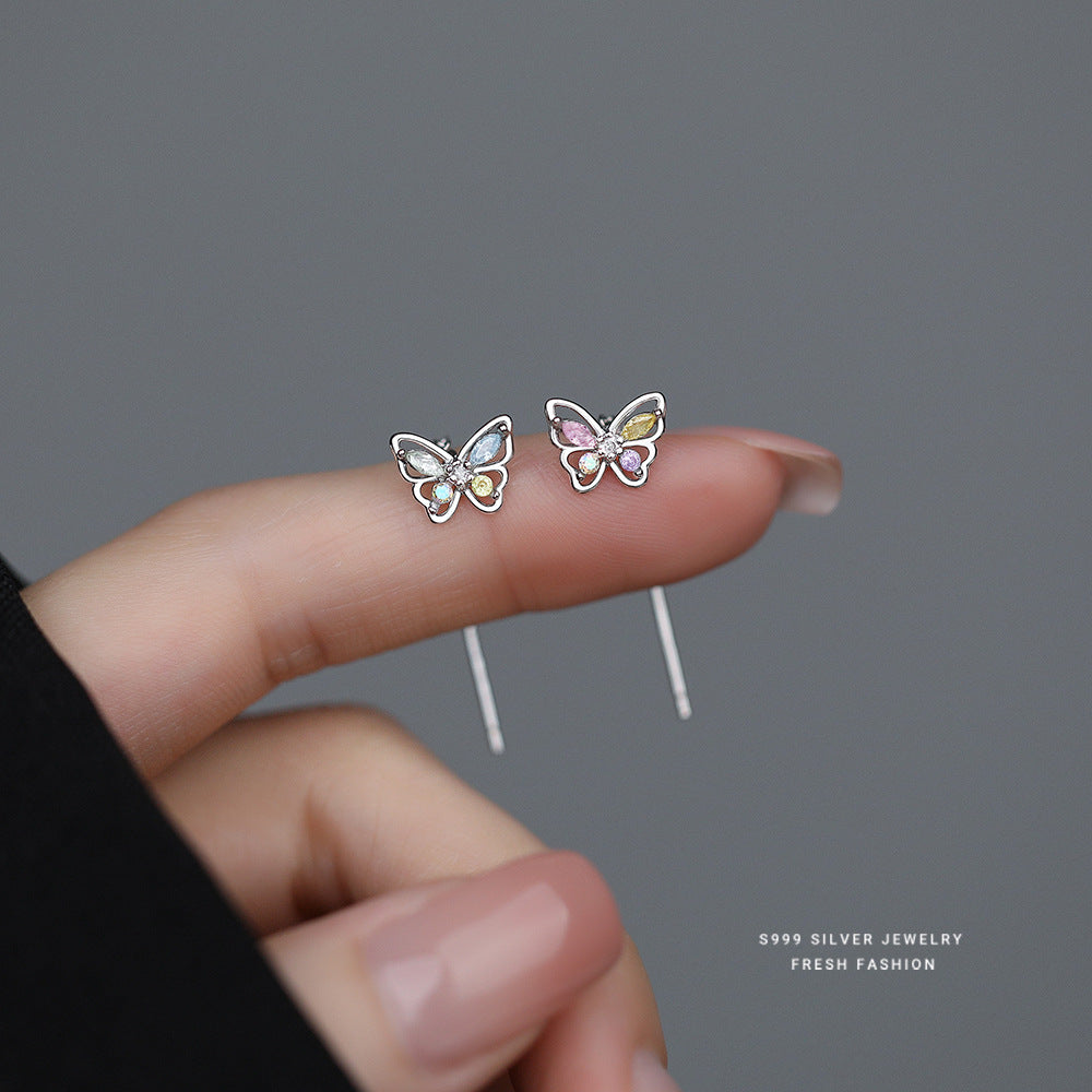 C廠 韓國韓版鏤空彩蝶S999純銀耳線 批發 折扣@洽客服 24.11.W2「E5671」