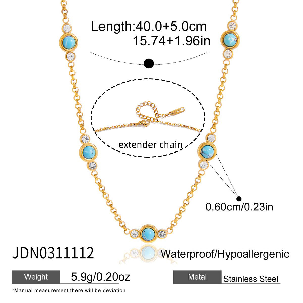 B廠 歐美款 藍松石鈦鋼鍍18K金項鍊 批發 折扣@洽客服 26.02.W3「JDN0311112」