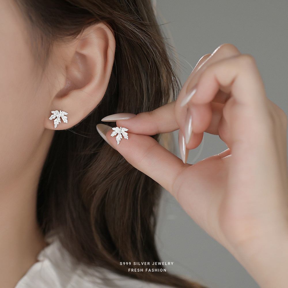 C廠 韓國韓版個性楓葉S999純銀耳環 批發 折扣@洽客服 25.11.26「F6483」
