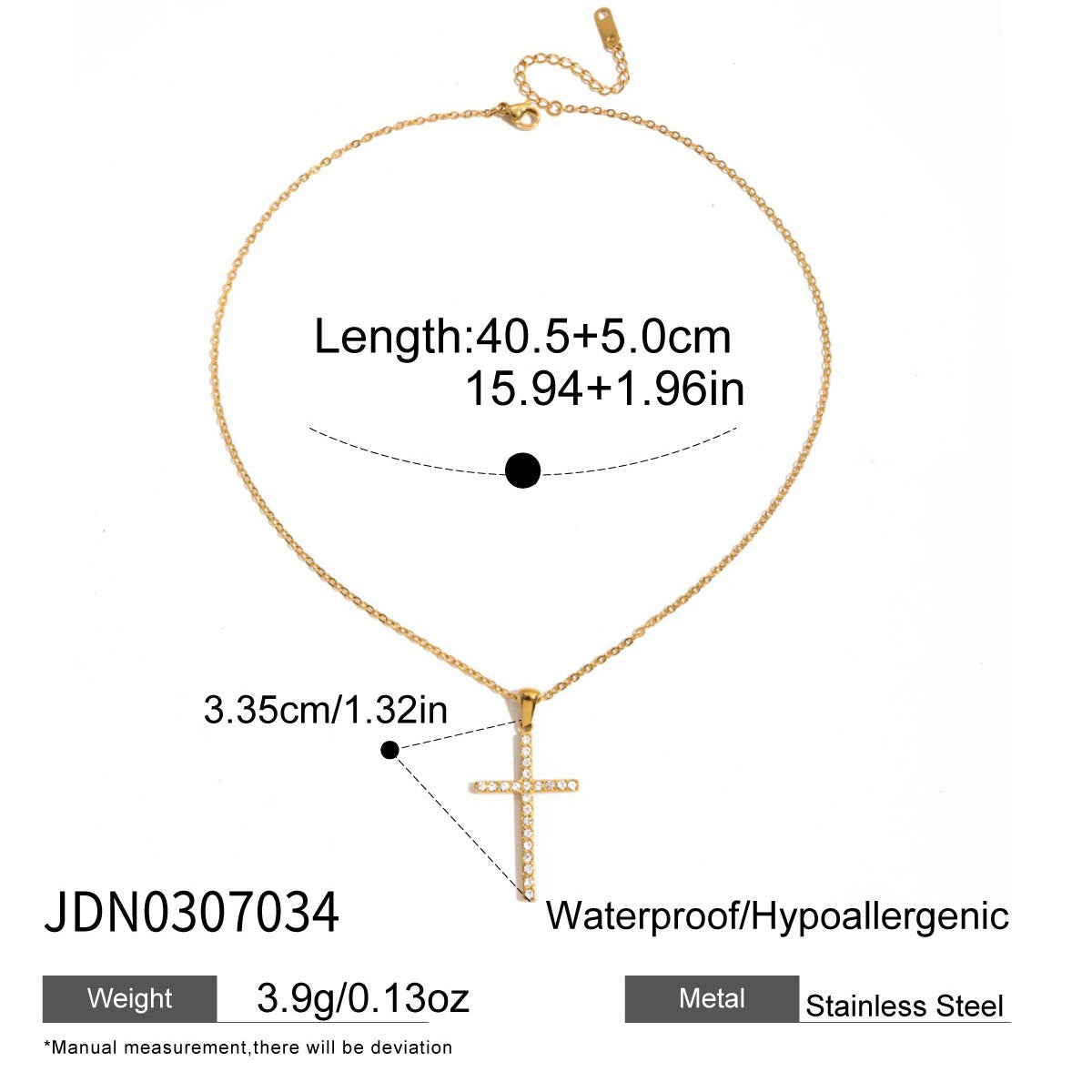 B廠 歐美款 十字鋯石吊墜 鈦鋼鍍18K金項鍊 批發 折扣@洽客服 25.10.W5「JDN0307034」